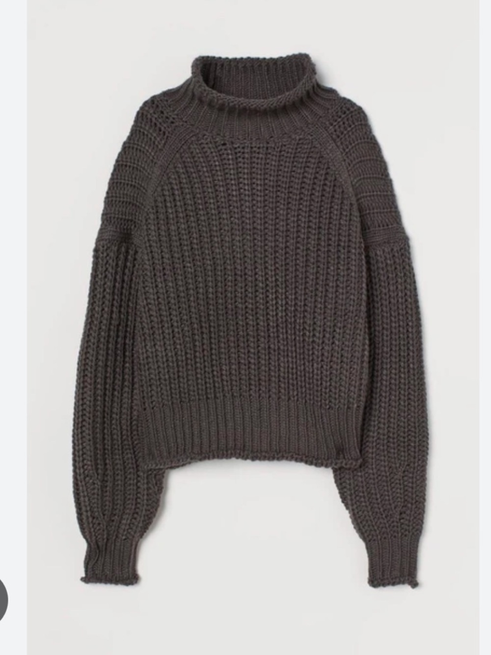 H&M Chunky Slouchy Knit Mock Neck Sweater Dark Grey